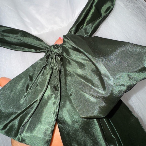 Flower Girl Dress- White and Green - Picture 5 of 6